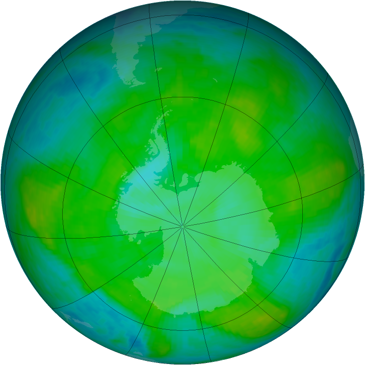 Antarctic ozone map for 07 January 1987